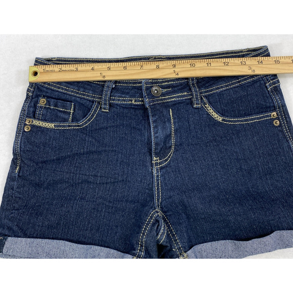 Wishful Park Jean‎ Shorts Junior 7 Dark Wash Roll Up Stretch Jorts Pockets - Picture 5 of 8